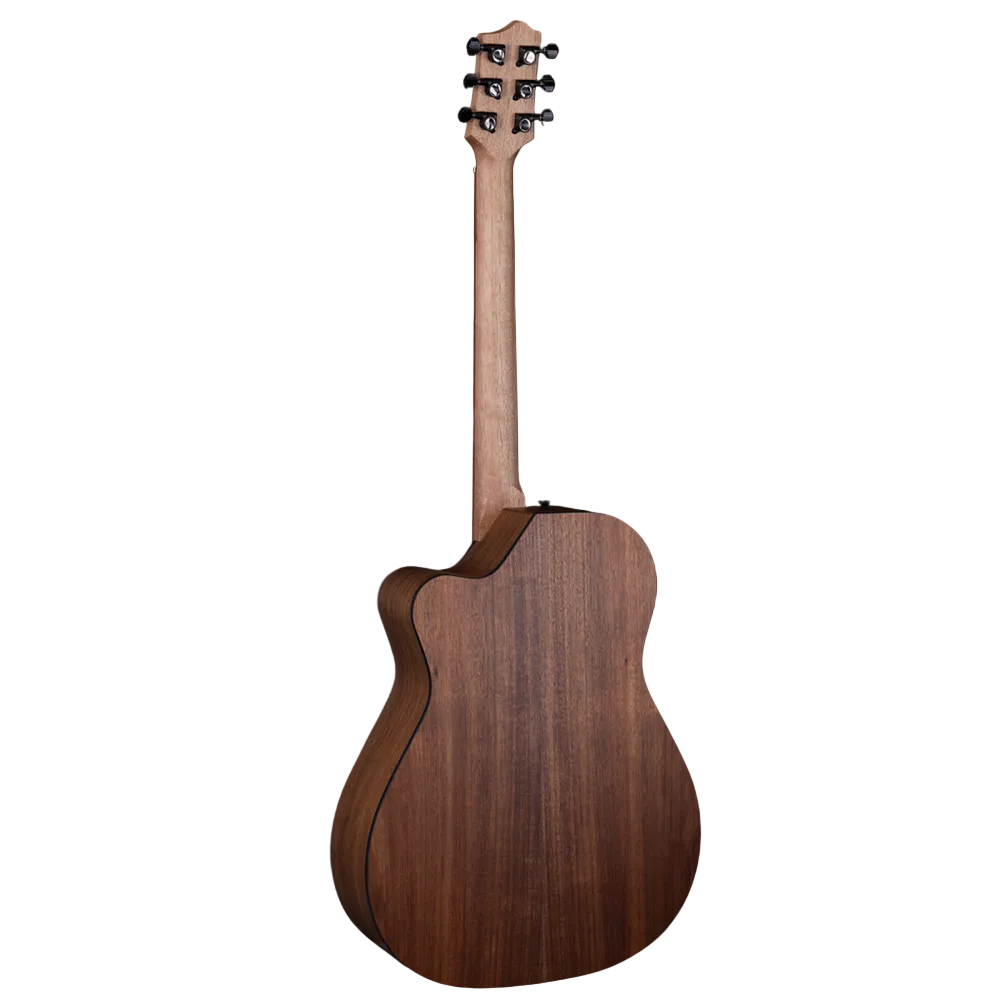 Pratley Orchestra cutaway acoustic guitar with pickup in blackwood finish, showing the body, soundhole, and fretboard.