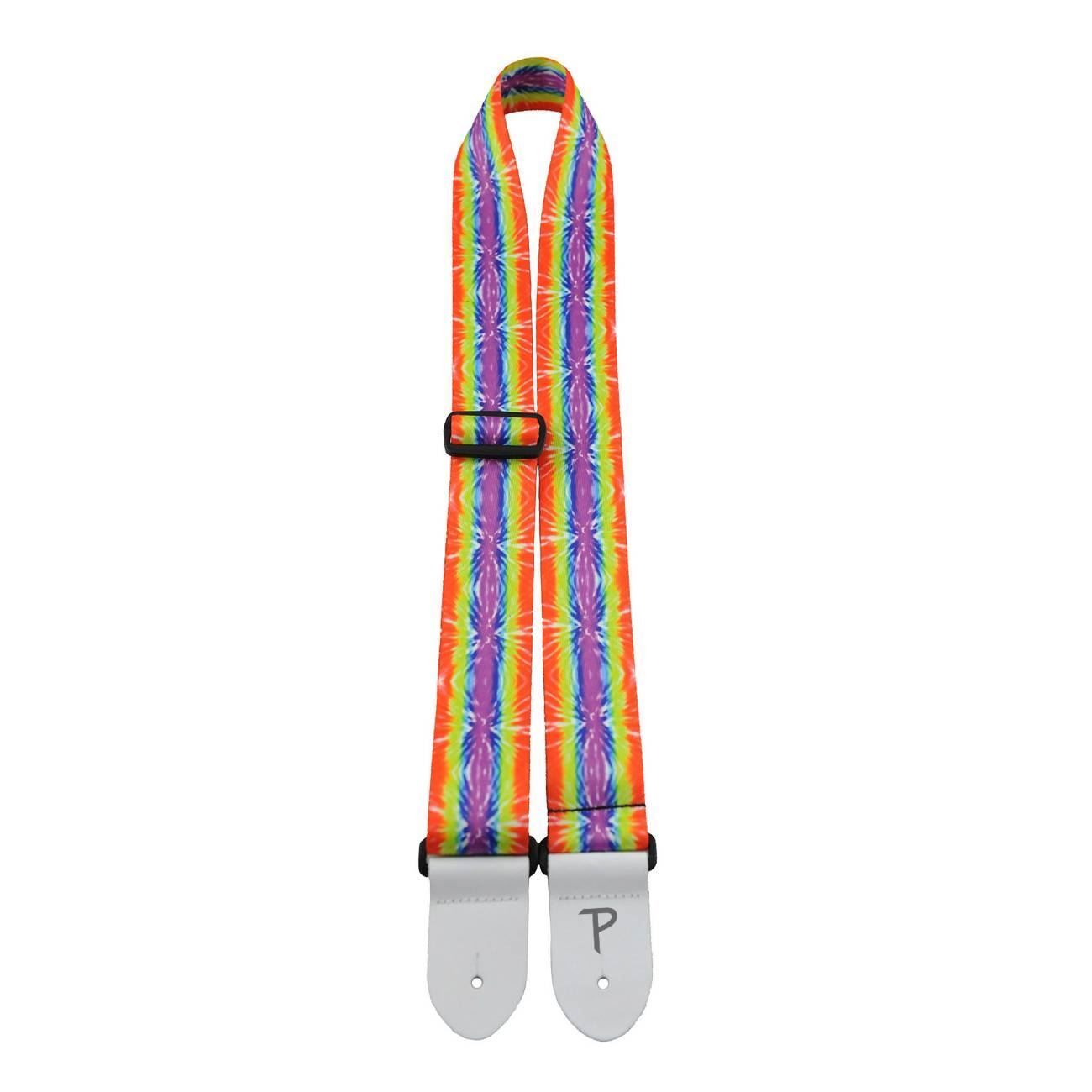 Perris PS67222 2 inch Hippy Collection Psychodelic Guitar Strap with White Leather ends