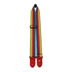 Perris 2 Deluxe Cotton Rainbow Guitar Strap with Red Leather Ends
