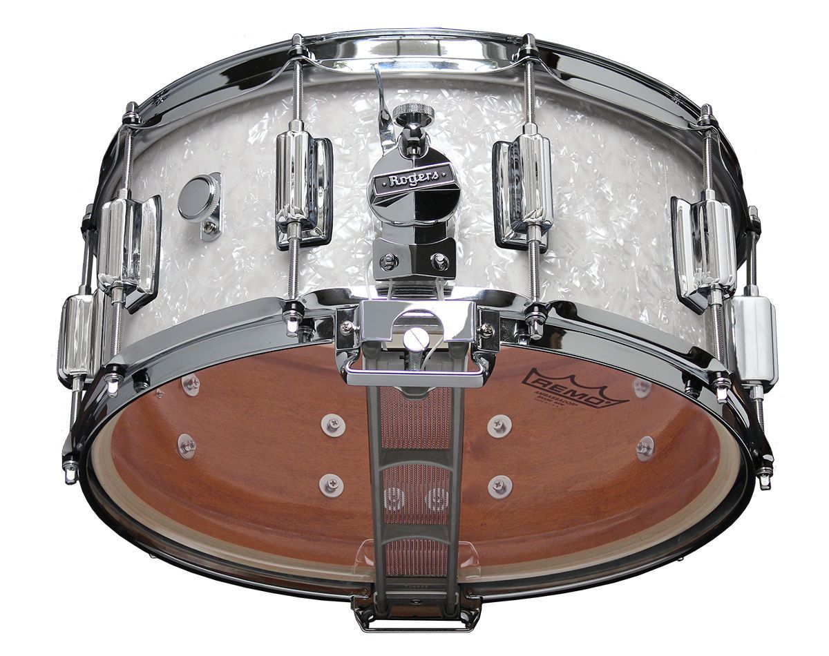 Rogers Dyna-Sonic Beavertail Series 14x6.5 Inch Snare Drum - White Marine Pearl