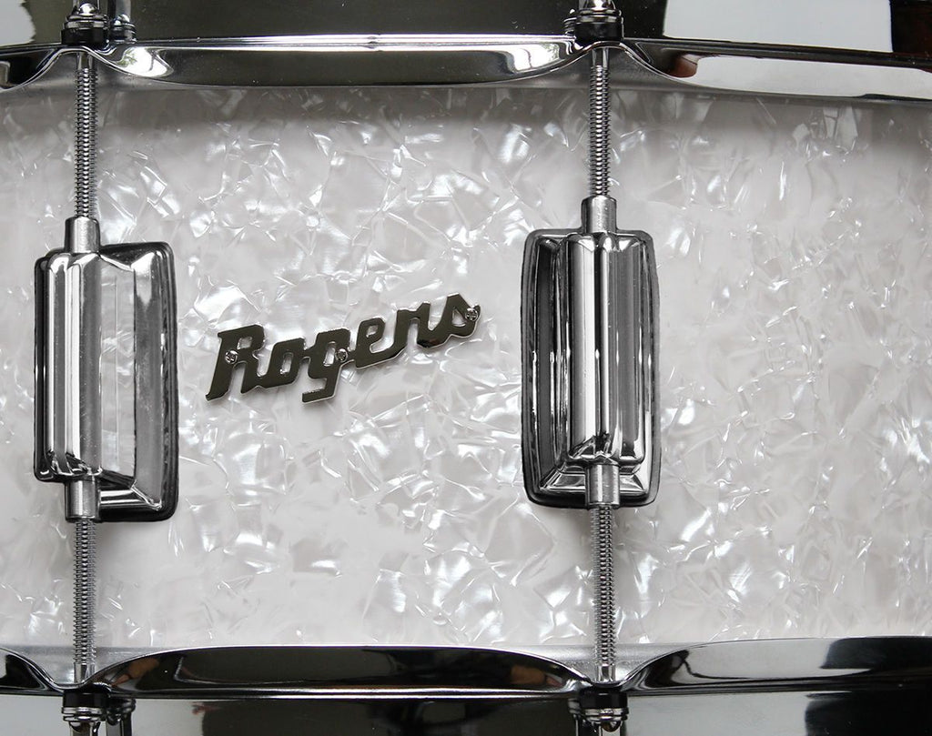 Rogers Dyna-Sonic Beavertail Series 14x6.5 Inch Snare Drum - White Marine Pearl