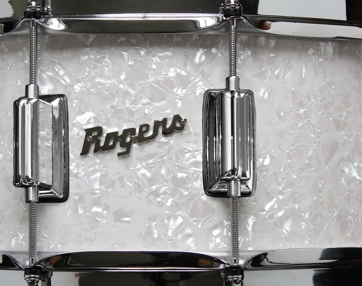 Rogers Dyna-Sonic Beavertail Series 14x6.5 Inch Snare Drum - White Marine Pearl