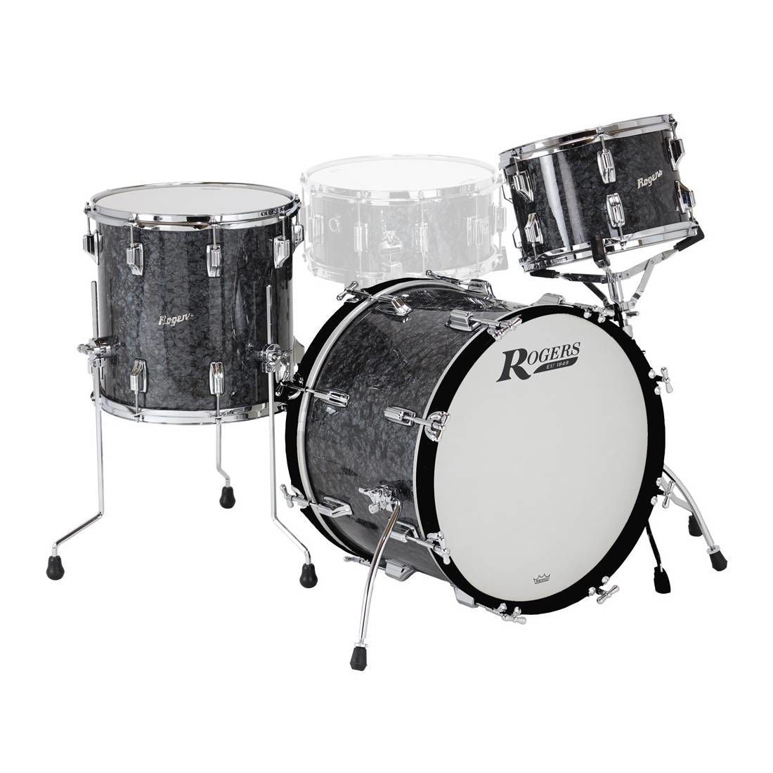 Rogers CV-0322 Covington Series 3-Piece Shell Pack Drum Kit in Black Diamond Pearl