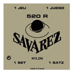 Savarez 520R Red Traditional Classical Strings set with clear nylon trebles and bass strings for classical guitar.