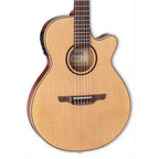Takamine Thinline Series Acoustic Electric Nylon String Guitar with Cutaway in Natural Satin Finish