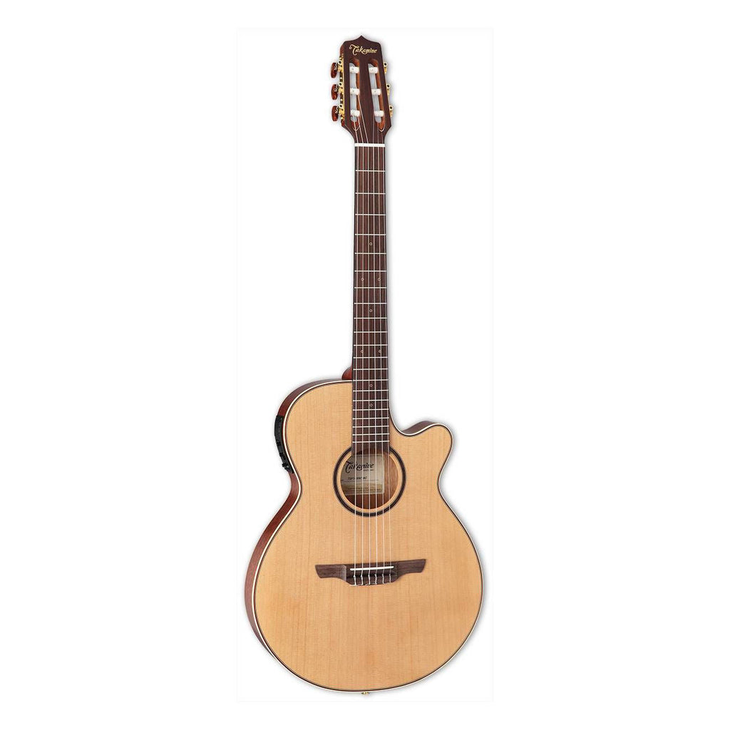 Takamine Thinline Series Acoustic Electric Nylon String Guitar with Cutaway in Natural Satin Finish