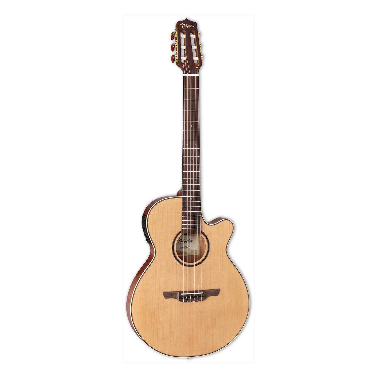 Takamine Thinline Series Acoustic Electric Nylon String Guitar with Cutaway in Natural Satin Finish