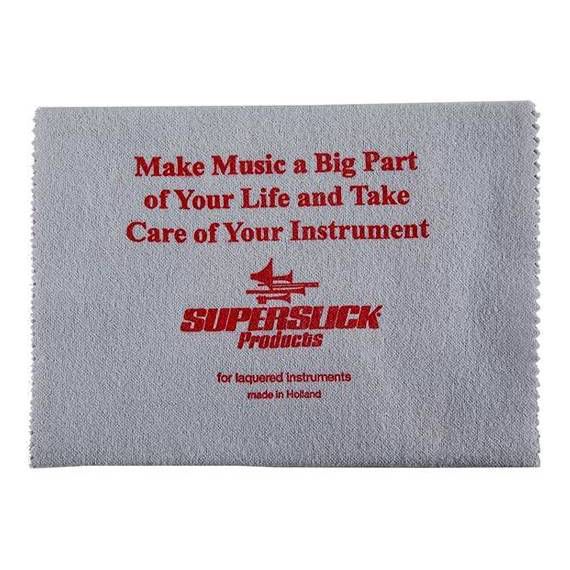 Superslick Lacquer Polish Cloth for guitar accessories, soft cleaning cloth with Superslick branding, designed for guitar lacquer care.