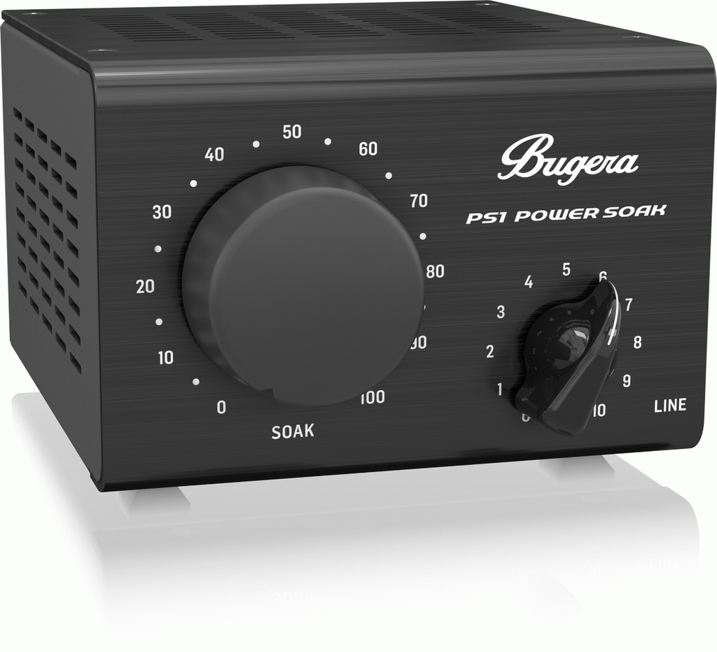 Bugera Power Soak PS1 guitar amplifier load box with controls and input/output jacks for silent practice and speaker attenuation.