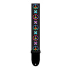 Perris 2 Inch Hippy Collection Peace Symbols Guitar Strap with Black Leather ends