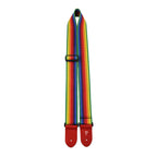 Perris 2 Deluxe Cotton Rainbow Guitar Strap with Red Leather Ends