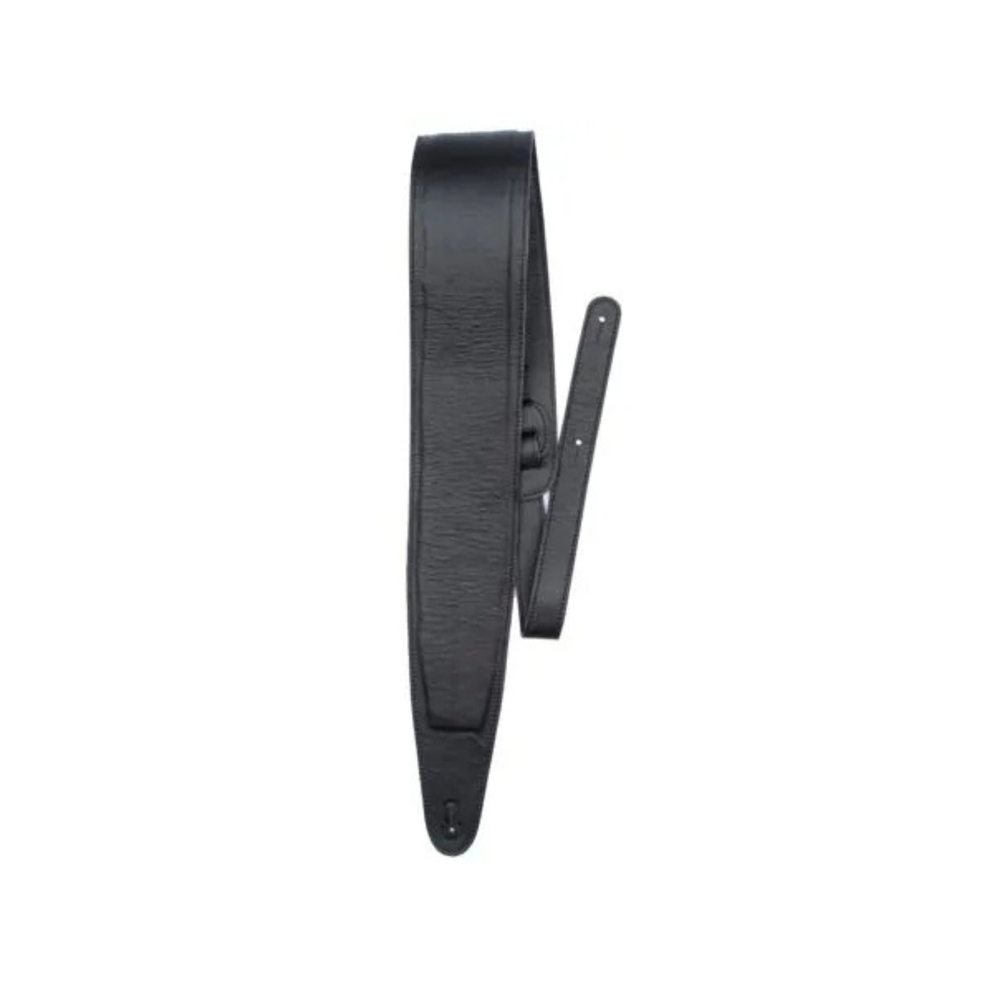 Black Perris 3.5-inch padded leather guitar strap with adjustable length and comfortable padding for secure playing.