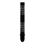 Perris 2-inch polyester guitar strap featuring KISS logo design, adjustable strap with reinforced ends for electric guitars.