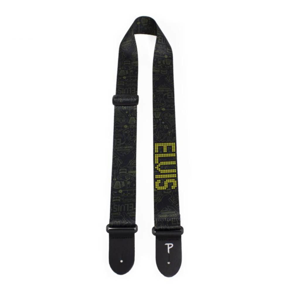 Perris 2 Polyester Elvis Presley Gold Silhouette Graphics on Black Licensed Guitar Strap