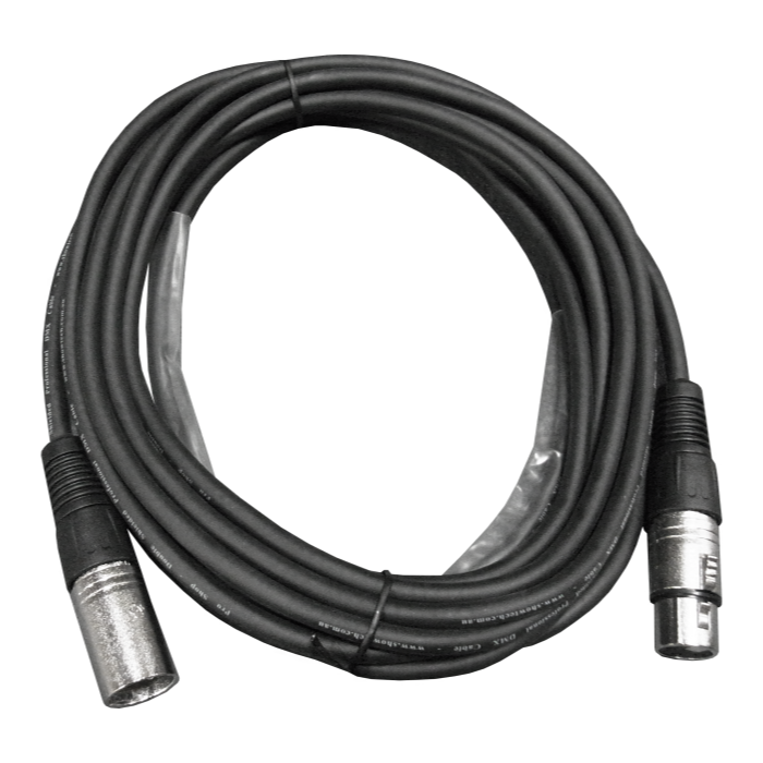 ShowPro PSHDMX105 DMX cable 5m with 3-pin connectors for lighting equipment, cable in black with connectors at each end.