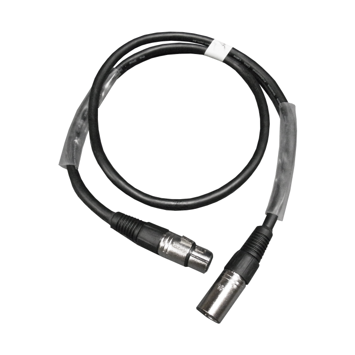 ShowPro PSHDMX201 1-meter 5-pin DMX cable for lighting equipment, showing the black cable with 5-pin connectors on each end.