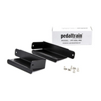 Pedaltrain Voodoo Lab Power Supply Bracket mounted on Pedaltrain PT-3 effect pedalboard, securing power supply.