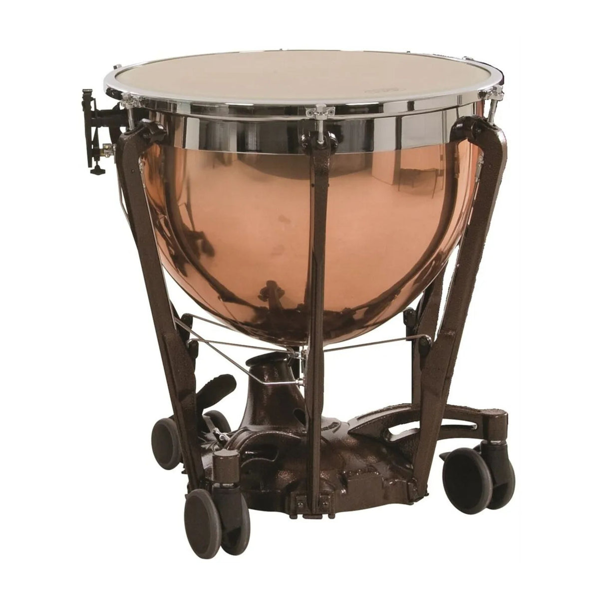 Adams 29-inch Pro Gen2 smooth copper timpani for orchestral and marching percussion, shown with polished copper surface and drum head.