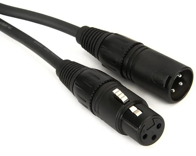 D'Addario Planet Waves 10-inch CLS XLR male to XLR female PA cable with black connectors and cable in a coiled layout