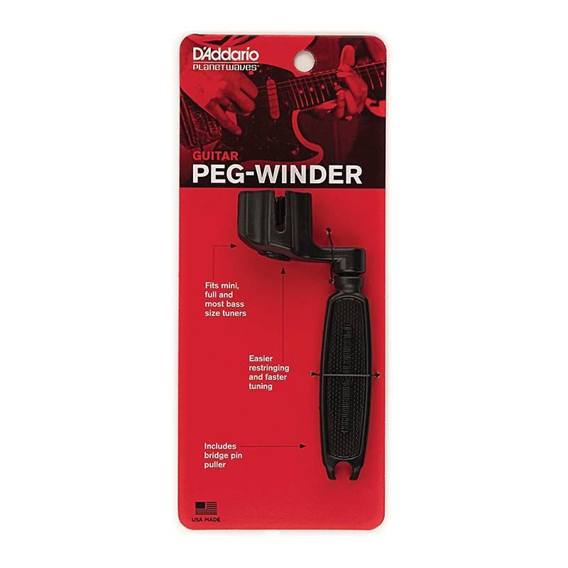 D'Addario Planet Waves Peg Winder for guitar tuning pegs, compact guitar accessory tool for string changes and tuning adjustment