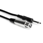 Hosa PXF-110 mono 1/4 inch male to 3-pin XLR female audio cable, 3 meters, unbalanced PA cable for audio connections