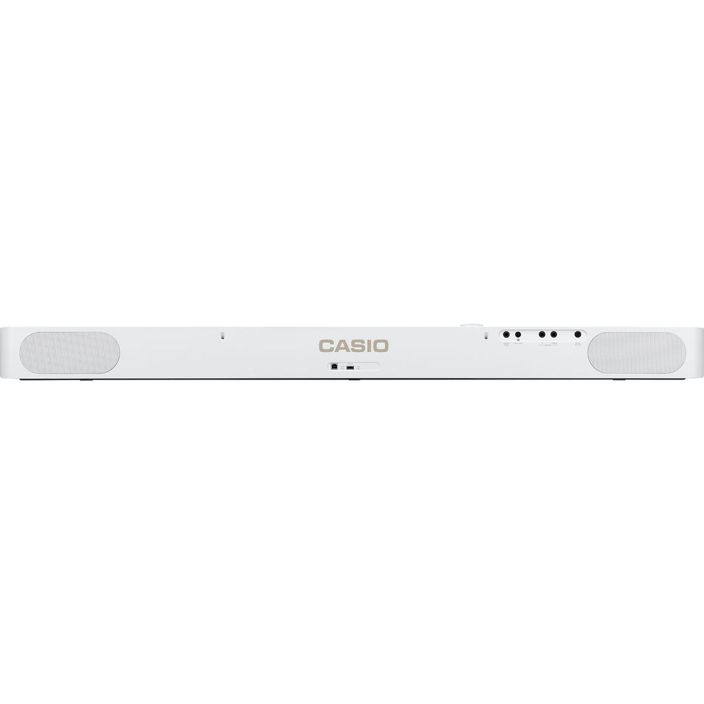 Casio Privia PX-S1100 portable digital piano in white, slimline stage keyboard with keys and control panel visible.