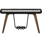 Black Casio Privia PX-S7000 portable digital piano with stand, featuring sleek design and full-sized keys.