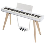 Casio Privia PX-S7000 portable digital piano with stand in white, showing the sleek design and keyboard keys.