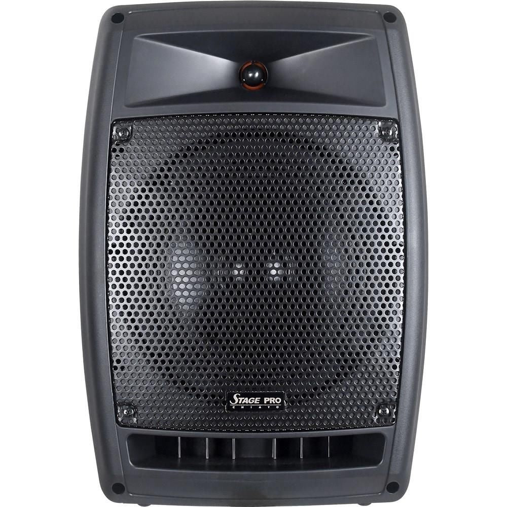 Chaiyo Stage Pro 200W portable powered speakers with handles, open box, ready for live sound reinforcement or events.