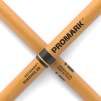 ProMark Rebound 2B ActiveGrip drumsticks with hickory wood and acorn tip, shown with clear finish and textured grip.