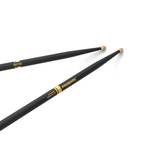 ProMark Rebound 2B ActiveGrip drumsticks with hickory handles and acorn tips, featuring black finish and enhanced grip.