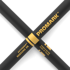 ProMark Rebound 2B ActiveGrip drumsticks with hickory wood and acorn tips, black finish, designed for drummers.