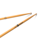 ProMark Rebound 5A ActiveGrip drumsticks with hickory handle and acorn tip, clear finish, designed for drummers.