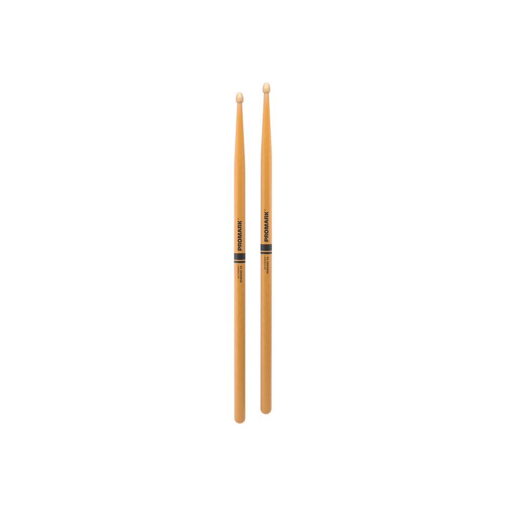 ProMark Rebound 5A ActiveGrip drumsticks with Hickory and Acorn tips, featuring a clear finish and ergonomic design for drumming.