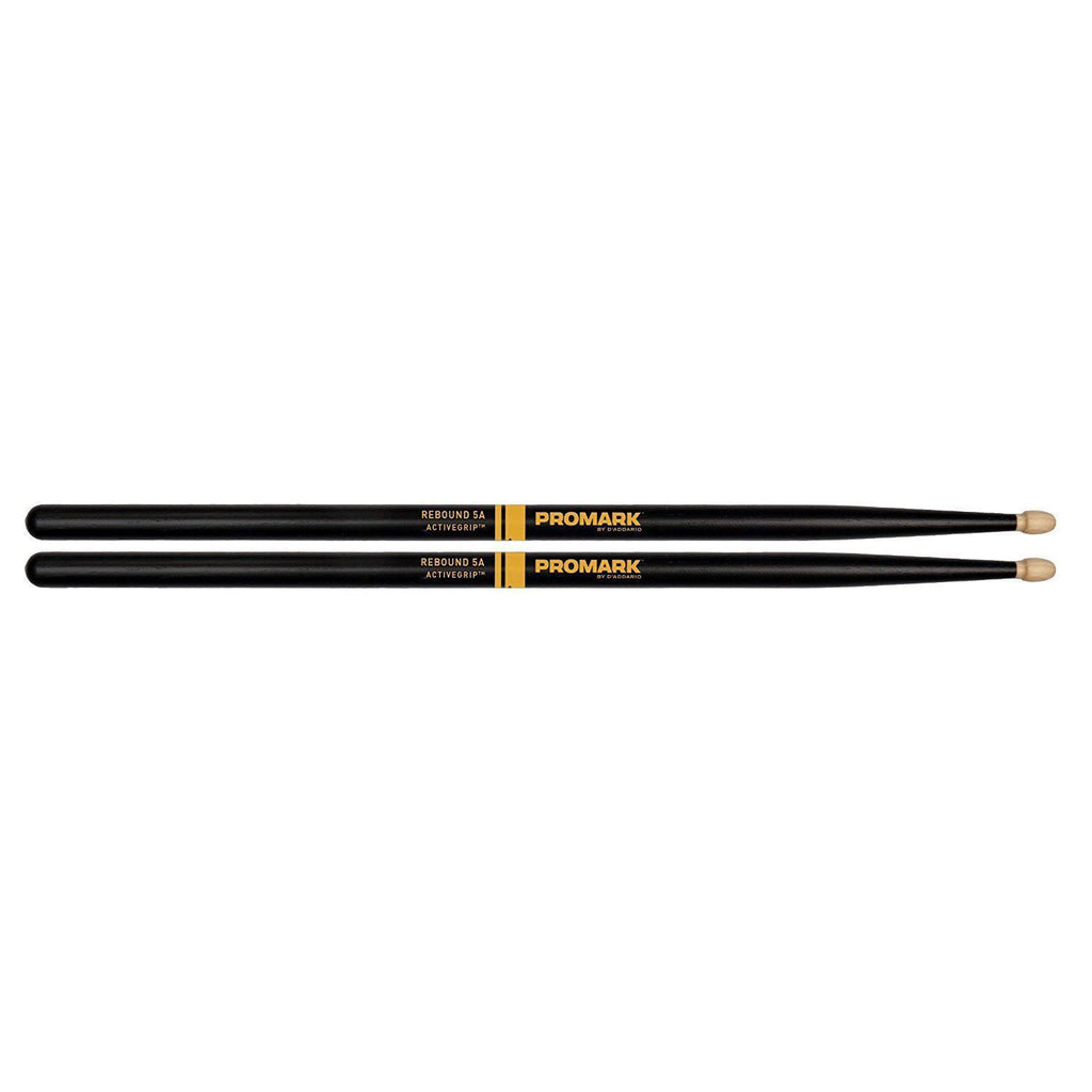 Promark Rebound 5A ActiveGrip Drumsticks - Acorn Tip Black
