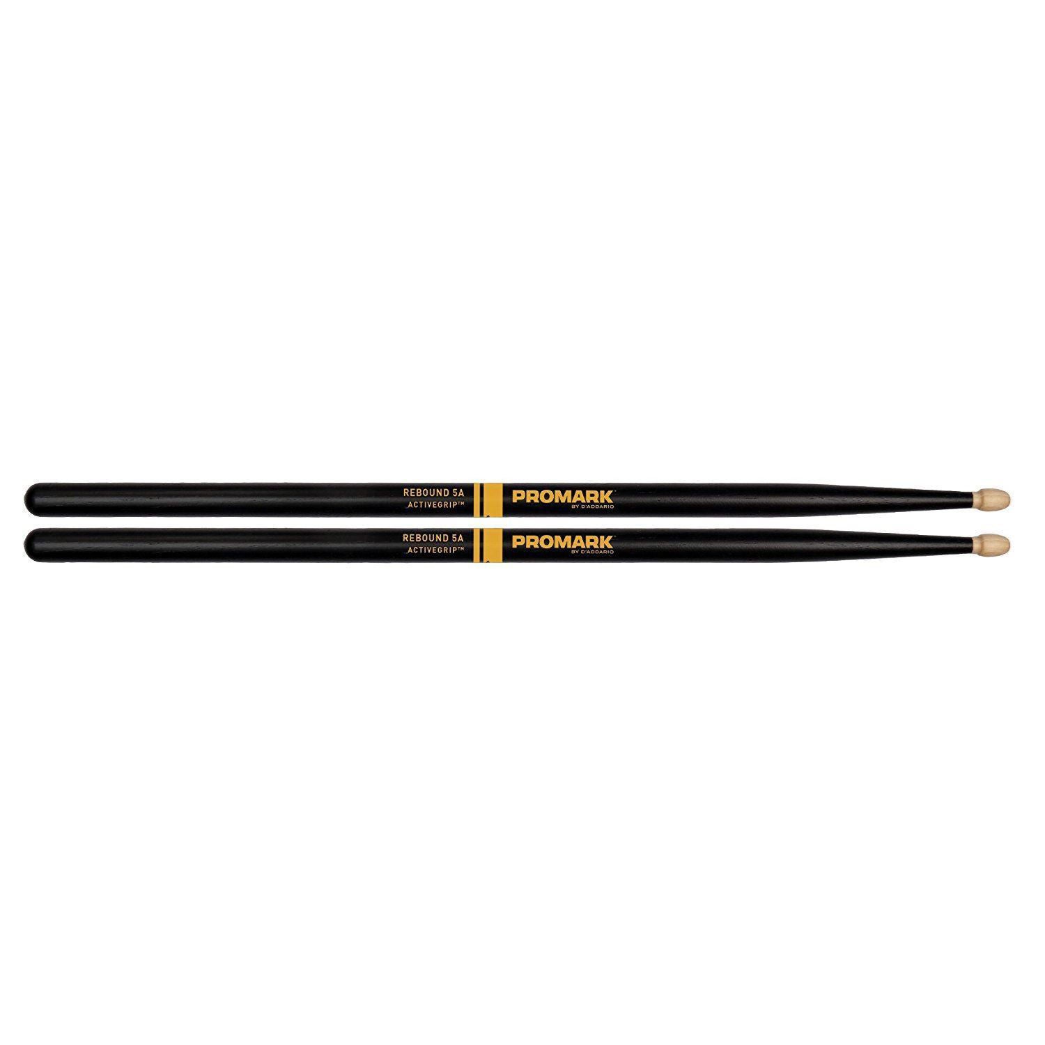 Promark Rebound 5A ActiveGrip Drumsticks - Acorn Tip Black