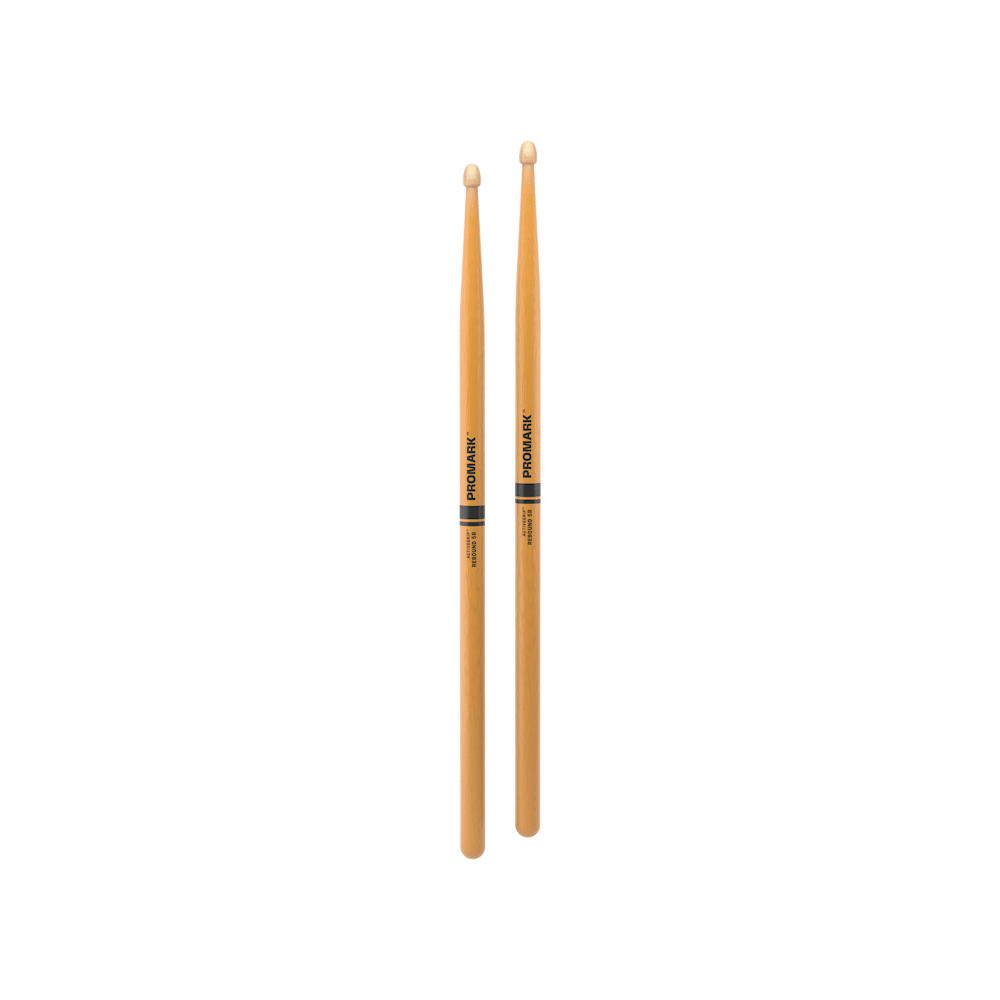 ProMark Rebound 5B ActiveGrip drumsticks with Hickory Acorn tips, featuring clear finish and ergonomic design for drummers.