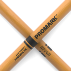 ProMark Rebound 5B ActiveGrip drumsticks with hickory handle and acorn tip, designed for durability and control.