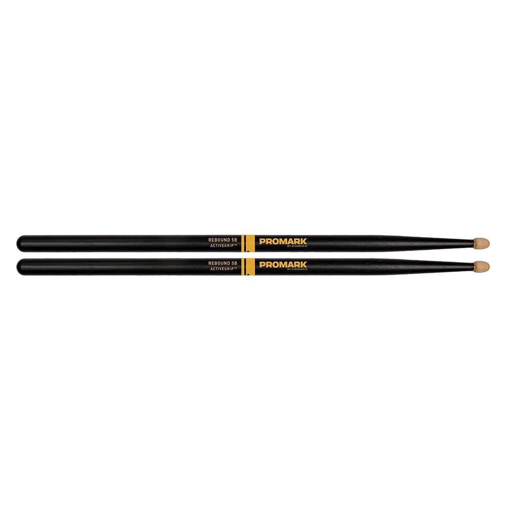 Promark Rebound 5B ActiveGrip Drumsticks - Acorn Tip Black