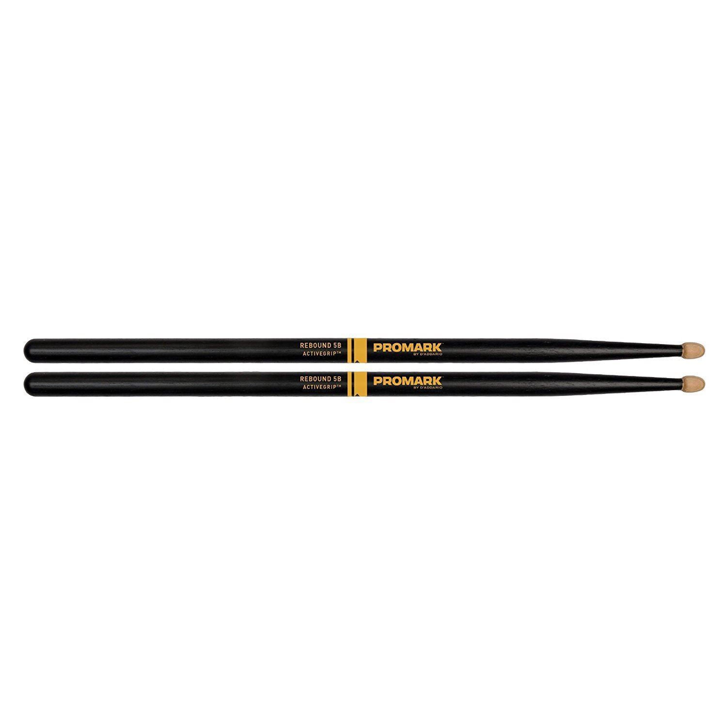 Promark Rebound 5B ActiveGrip Drumsticks - Acorn Tip Black
