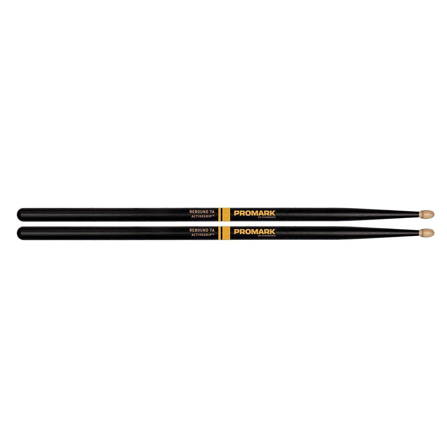 Promark Rebound 7A ActiveGrip Drumsticks - Acorn Tip Black