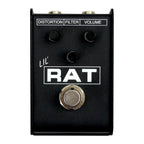 ProCo Lil' Rat Micro Distortion guitar effects pedal with knobs and input/output jacks, compact effects pedal for electric guitars.