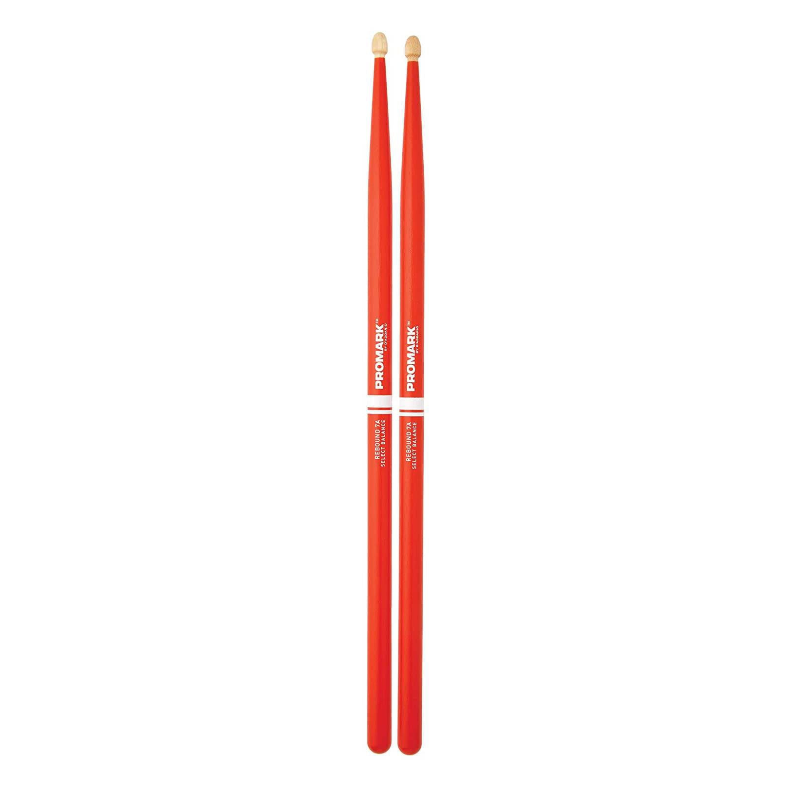 Promark Rebound 7A Drumsticks - Hickory Acorn Wood Tip in Orange