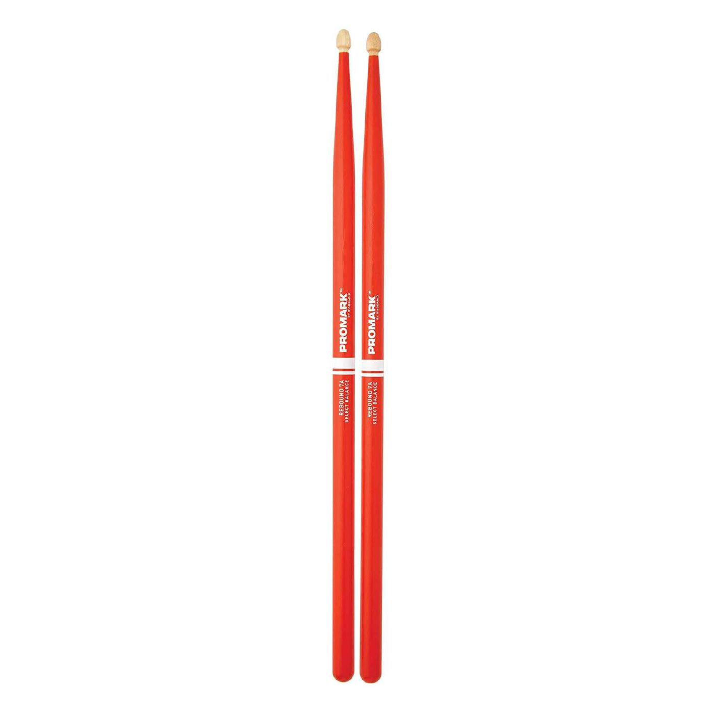 Promark Rebound 7A Drumsticks - Hickory Acorn Wood Tip in Orange