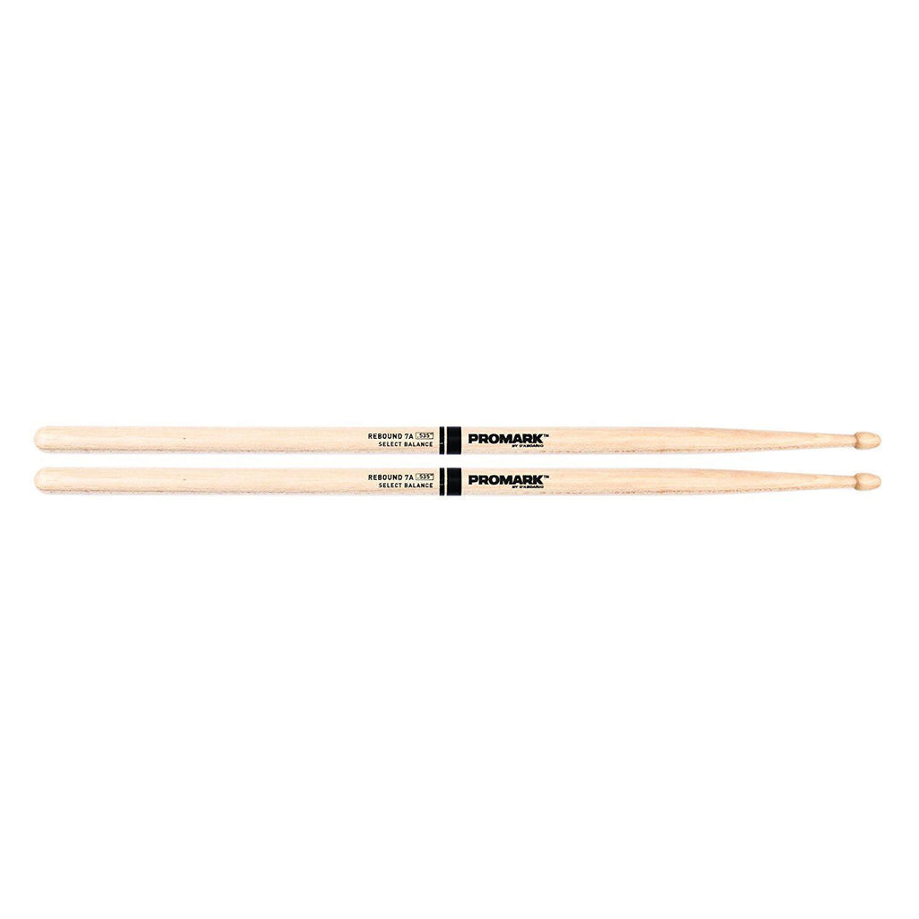 ProMark Rebound 7A drumsticks with hickory and acorn wood tips, suitable for drummers and percussionists.