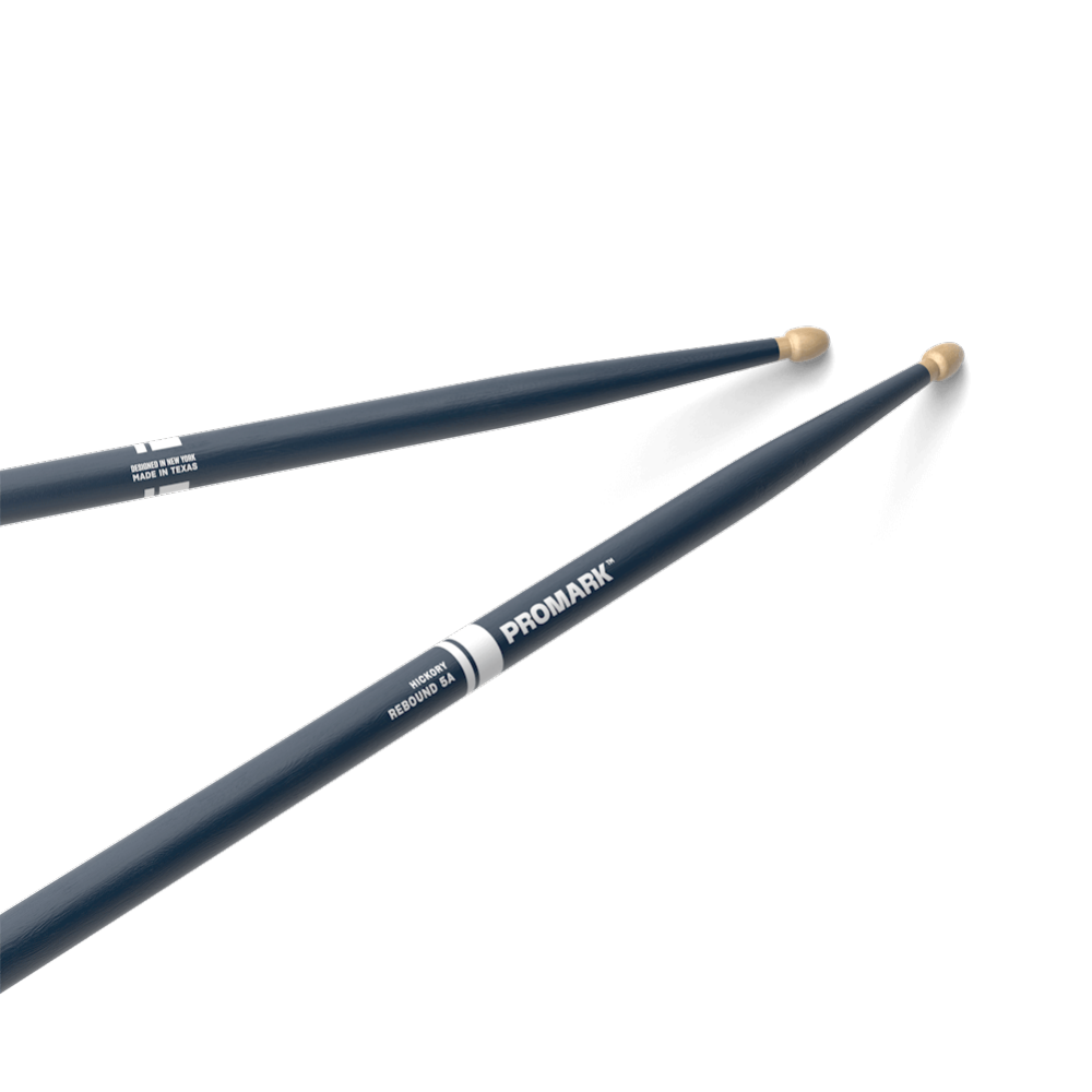 Promark Rebound 5A Painted Hickory Wood Tip Drumsticks in Blue