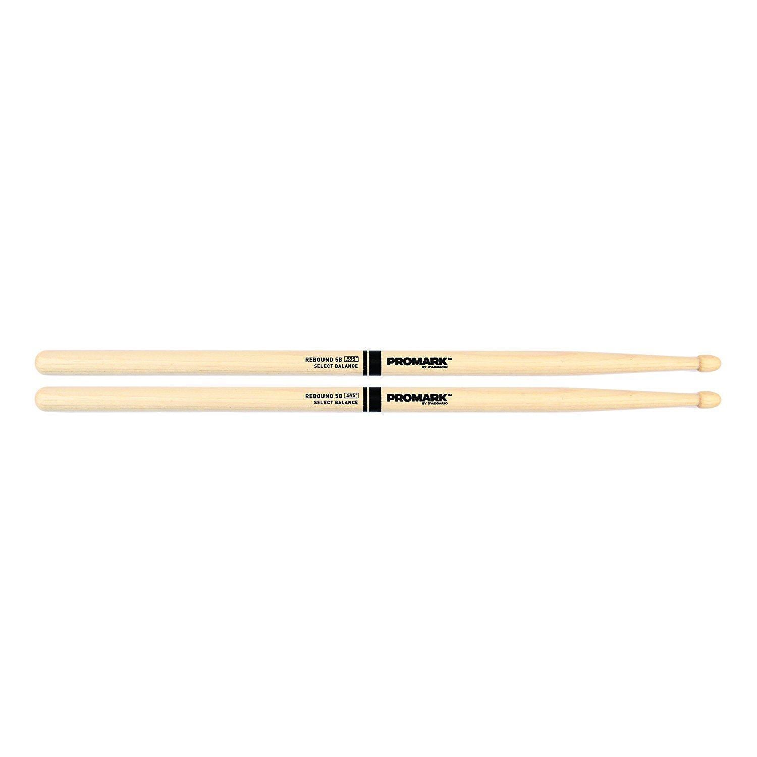 ProMark Rebound 5B drumsticks with hickory wood and acorn tips, designed for drumming and percussion playing.