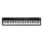 Roland RD-08 stage piano with black keys, compact keyboard for performance and live music, featuring control knobs and multiple sound options.