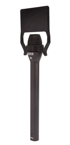 Rode Reporter omnidirectional interview microphone mounted on a stand, designed for professional studio and field recording.