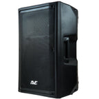 AVE REVO 15-inch powered speaker with DSP, 1100W, featuring professional audio controls and a sleek black design.